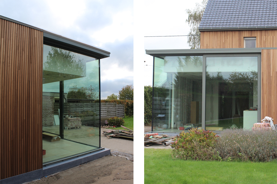 Glas op glas hoekraam